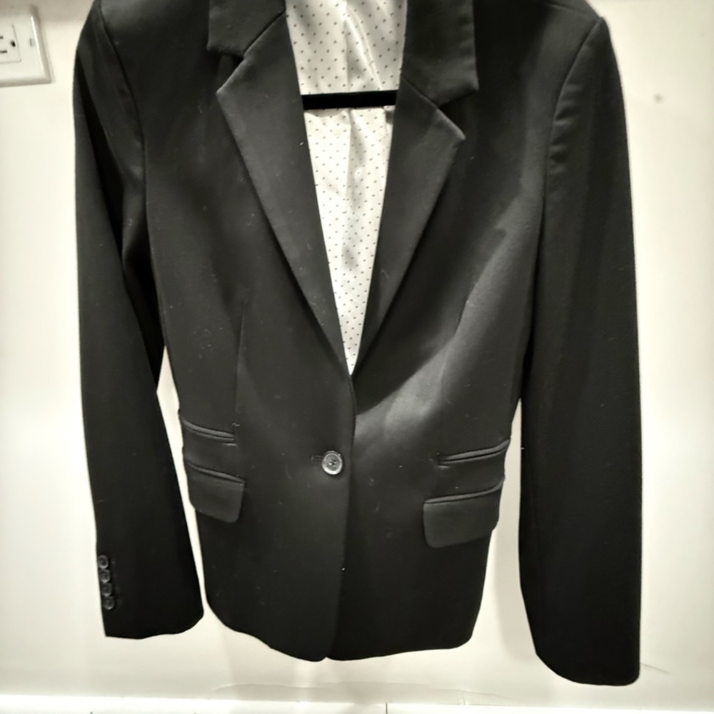 Express Editor One Button Black Blazer Size 8 Off… - image 2